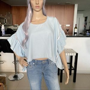 BCBGeneration Ruffle Sleeves Crop Top